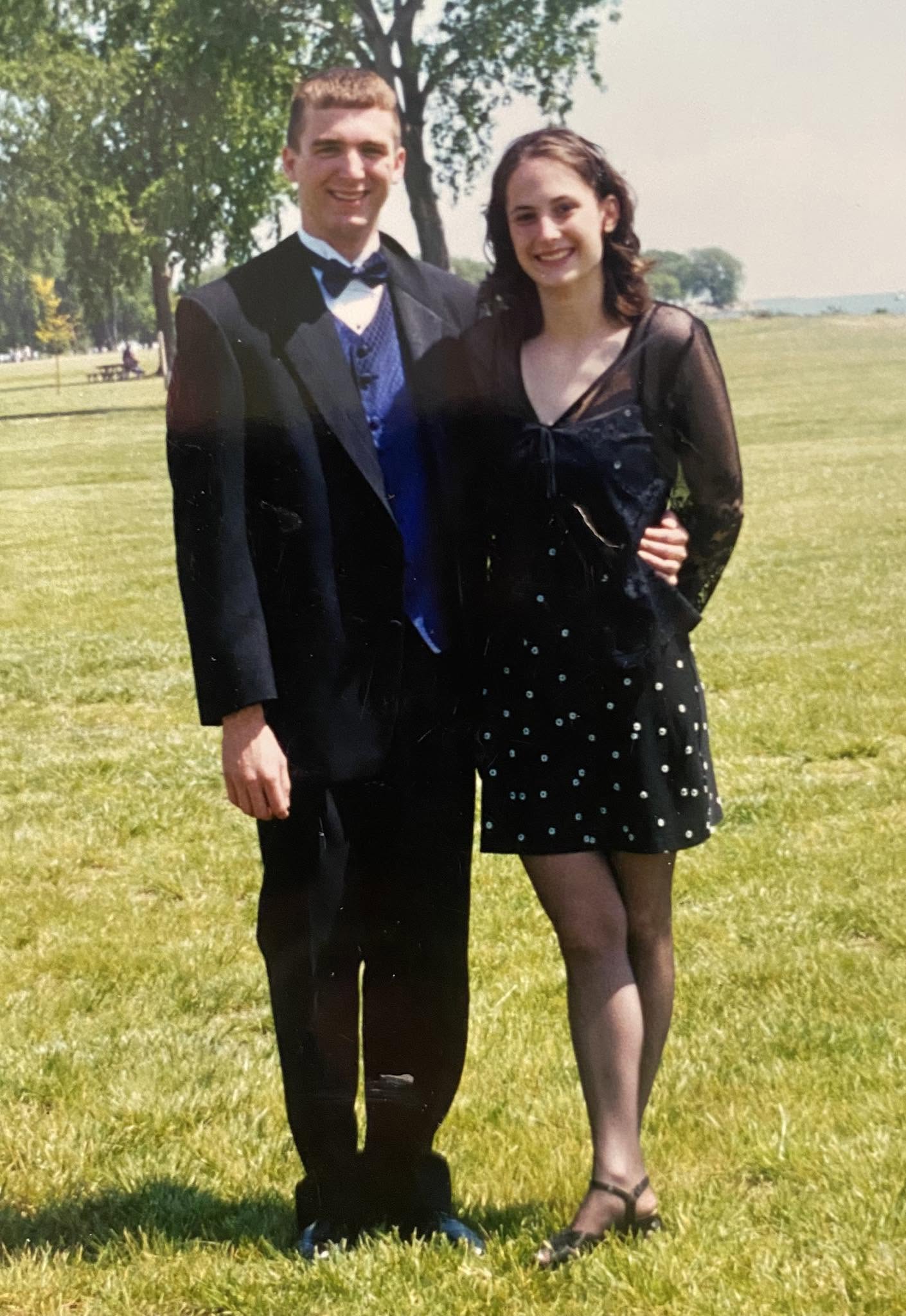 Pam and Chris at Chris's sister's wedding a few months into dating