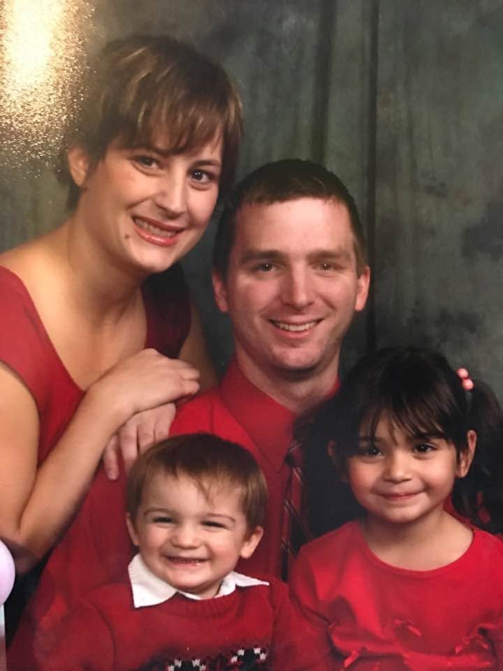 Pam, Chris, Maggie, and the baby in red as their family grew